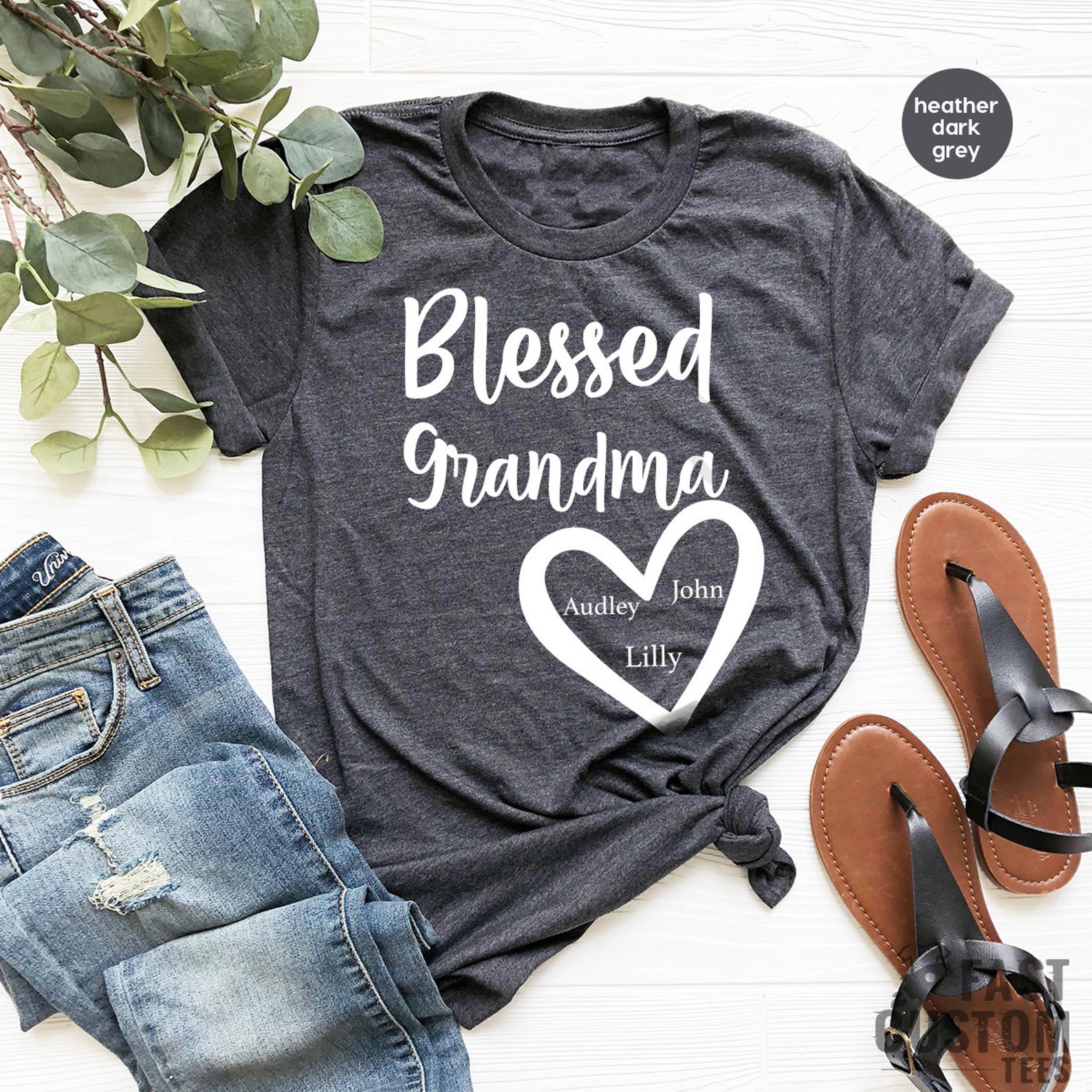 Personalized Grandma Shirt Custom Grandma Tee Blessed | Etsy