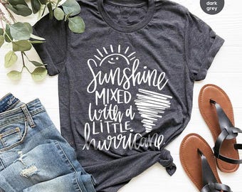 T-shirt met orkaanprint, T-shirt met vakantieprint, T-shirt met zonneschijnmotief, grappig T-shirt, zomershirt, sarcastische cadeaus, T-shirt met natuurthema, shirt voor dames