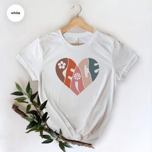 Vintage T Shirt, Peace Shirt, Graphic Tees Vintage, Peace Heart Shirt, Groovy Shirt, Groovy Peace Shirt, Boho Shirt, Shirts For Women image 7