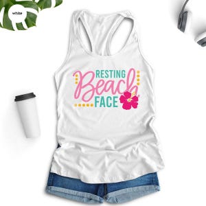 Summer Women Tank Top, Beach Tank Top, Vacation Racerback, Resting Beach Face Tank Top, Funny Beach Racerback, Summer Vacation Women Top