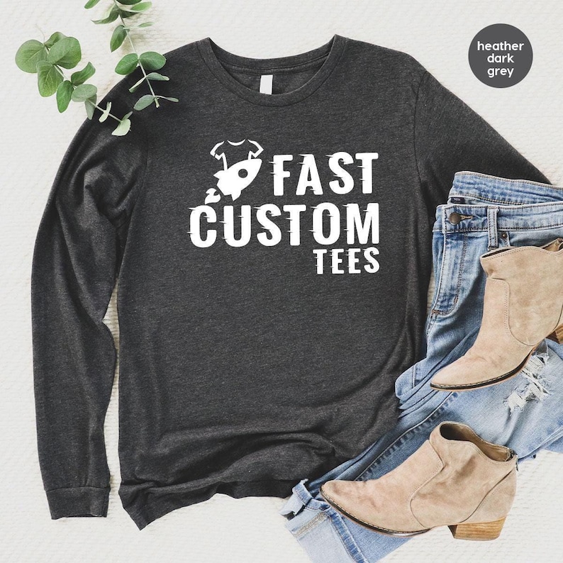 Custom Long-Sleeve Shirt, Unisex Custom Shirts for Men, Custom Name Long Sleeve Shirt, Custom Text Shirt, Personalized Long Sleeve Gifts image 1