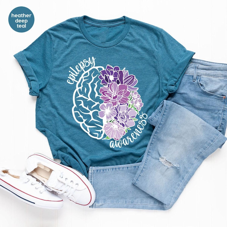 Epilepsy Awareness Crewneck Sweatshirt, Neurodiversity T-Shirt, Epilepsy Gift, Motivational Tee, Epilepsy Mom Shirt, Purple Ribbon Tee image 4