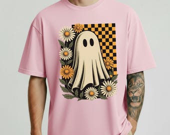 Comfort Colors® Floral Ghost Halloween Shirt,  Cute Creepy Floral Autumn Tee, Playful Retro Ghost Design, Unique Fall Festival Shirt