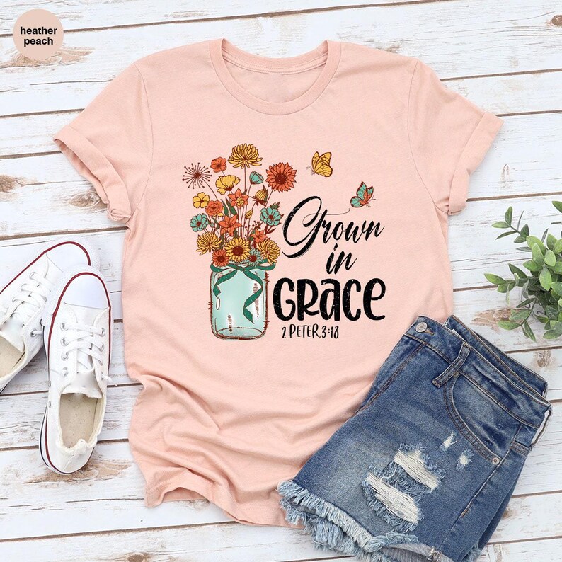 Floral Bible Verse Shirt, Flower Butterfly Graphic Tee, Retro Christian Clothing, Jesus Faith Shirts For Women, Religious Gifts For Her image 3