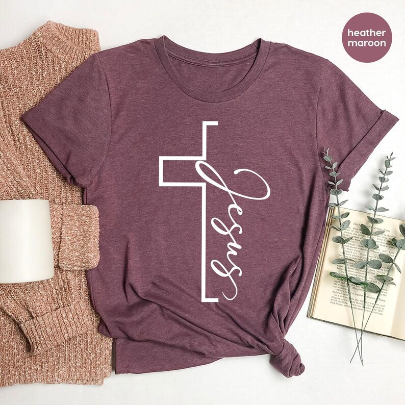 Jesus T-shirt, Christian Shirt, Vertical Cross Shirt, Christian Gift, Jesus Cross T-shirt, Religious Shirt, Inspirational Christian Shirt image 8