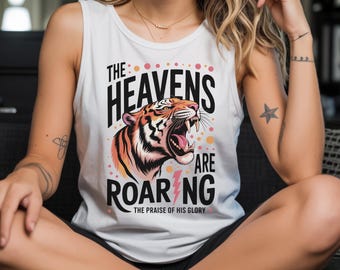 Comfort Colors® Christian Tiger Tank Top, Aesthetic Faith Youth Shirt, Retro Christian Streetwear Tee, Trendy Christian Church Tee