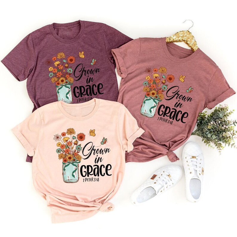 Floral Bible Verse Shirt, Flower Butterfly Graphic Tee, Retro Christian Clothing, Jesus Faith Shirts For Women, Religious Gifts For Her image 5