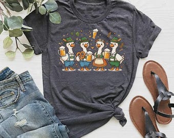 Funny Oktoberfest Goose Shirt, German Beer Festival Geese Tee, Bavarian Party Animal Shirt, Cute Lederhosen Dirndl Ducks Gift