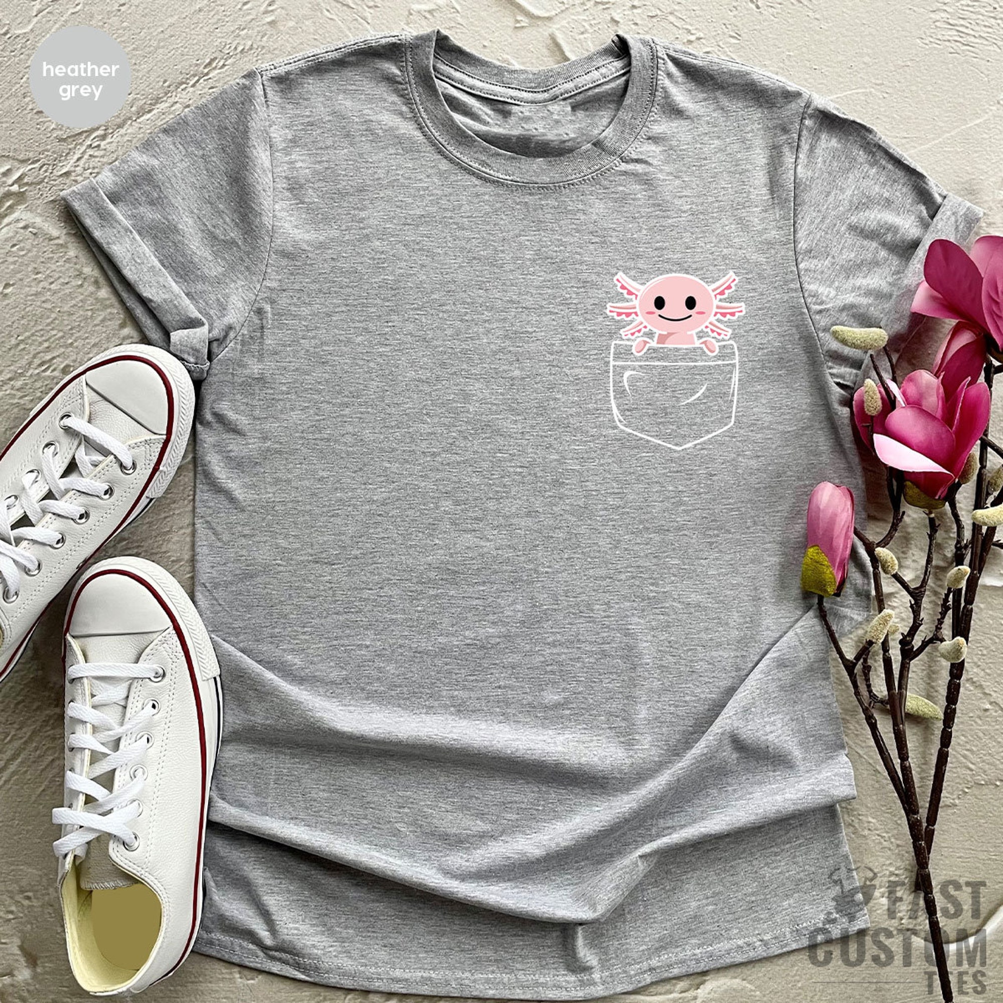 Discover Pocket Tee, Axolotl Shirt, Animal Lover Tee, Axolotl Gifts, Pocket Axolotl Shirt