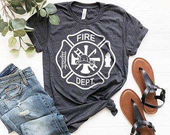 Firefighter T-shirt, Fireman Tee, Fire Department Shirt, Gift For Fireman, Fire Dept. Logo Shirt, Fire Fighter Gift