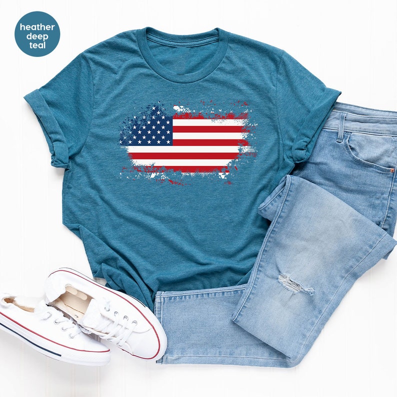 T-shirt rétro du 4 juillet, T-shirt drapeau américain, T-shirts graphiques carte des États-Unis, T-shirts patriotiques vintage, Cadeau pour grand-père, Tenue pour le Memorial Day, T-shirt pour vétéran image 4
