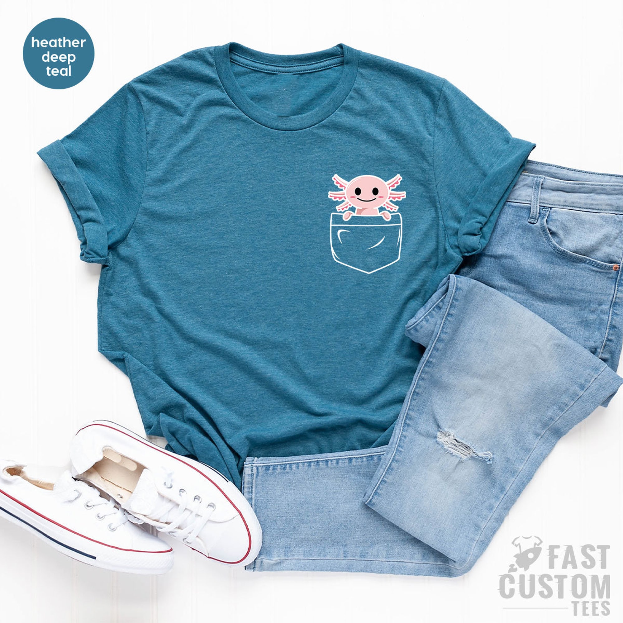 Discover Pocket Tee, Axolotl Shirt, Animal Lover Tee, Axolotl Gifts, Pocket Axolotl Shirt