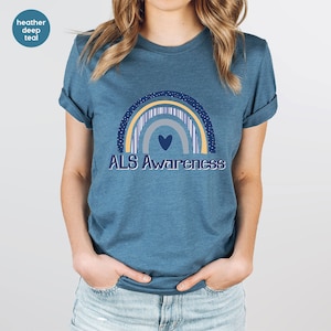 ALS Support T-Shirt, ALS Awareness Month Outfit, ALS Warrior Tee, Amyotrophic Lateral Sclerosis, Als Survivor Gift, Als Rainbow Graphic Tees