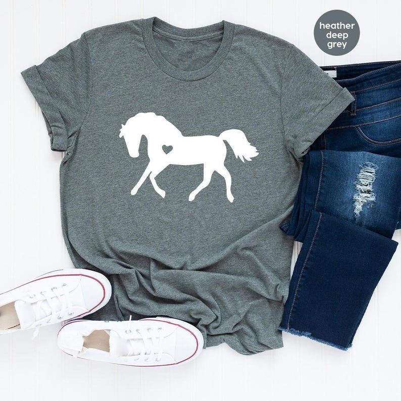 Horse Lover Shirt, Horse Lover T Shirt, Horse With Heart Tee, Horse T Shirts, Horse Lover Gift, Vet Shirt, Gift For Horse Lover, Horse Tee image 2