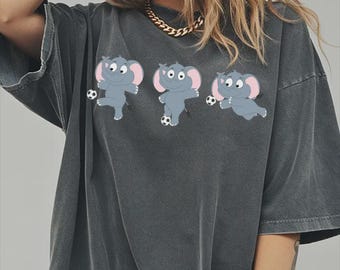 Comfort Colors® Cute Elephant Soccer Player Shirt, Funny Elephant Football Tee, Kids Animal Sports Shirt, Safari Lover Gift, Game Day Top
