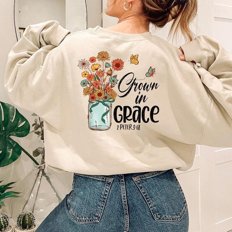 Floral Bible Verse Shirt, Flower Butterfly Graphic Tee, Retro Christian Clothing, Jesus Faith Shirts For Women, Religious Gifts For Her image 7