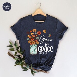 Floral Bible Verse Shirt, Flower Butterfly Graphic Tee, Retro Christian Clothing, Jesus Faith Shirts For Women, Religious Gifts For Her image 6