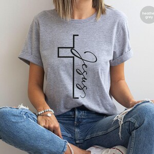 Jesus T-shirt, Christian Shirt, Vertical Cross Shirt, Christian Gift, Jesus Cross T-shirt, Religious Shirt, Inspirational Christian Shirt image 5