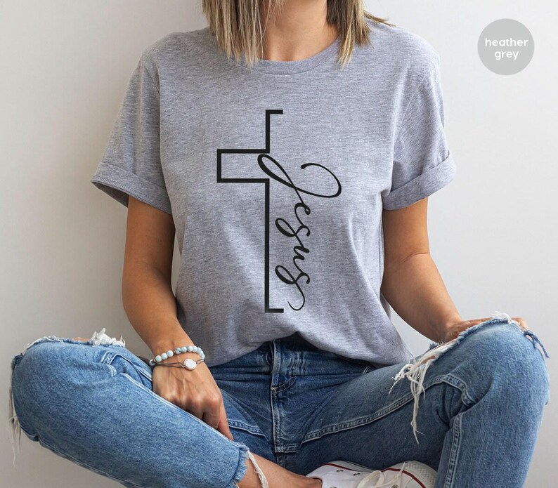 Jesus T-shirt, Christian Shirt, Vertical Cross Shirt, Christian Gift, Jesus Cross T-shirt, Religious Shirt, Inspirational Christian Shirt image 5