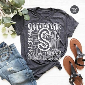 Sonographer Vneck TShirt, Womens Clothing, Sonographer Shirt, Birthday Gift for Her, Shirts for Women, Ultrasound Graphic Tees, Gift for Him image 2