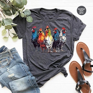 Cool Chickens T Shirt, Farm Animals Shirts, Farmer VNeck Tshirt, Funny Farm Graphic Tees, Gift for Friends, Genderneutral Adult T-Shirt