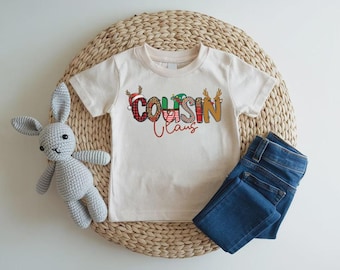 Cousin Claus Christmas Kids Shirt, Family Holiday Youth Shirt, Christmas Cousins Gift, Plaid Leopard Reindeer Elf Santa Shirt