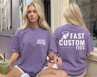 Comfort Colors® Custom Logo Front Back Shirt, Personalized Unisex Tee, Custom Business Shirt, Company Shirt, Double Sided Business Shirt