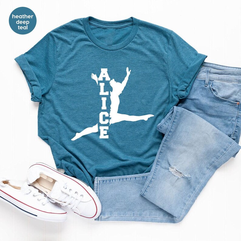 Customized Gymnastics Shirts, Cool Personalized Graphic Tees, Trendy Birthday Gift, Gymnastic TShirt, Gymnastics Mom Outfit, Sports Clothing afbeelding 5
