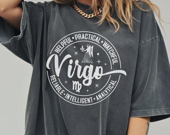 Comfort Colors® Virgo Zodiac Shirt, Vintage Astrology Tee, Horoscope Stamp Design, Virgo Zodiac Astrology, Gift for Virgo Women