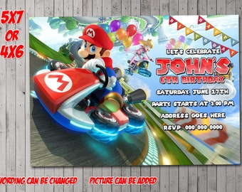 Mario Kart Birthday Invitation Etsy