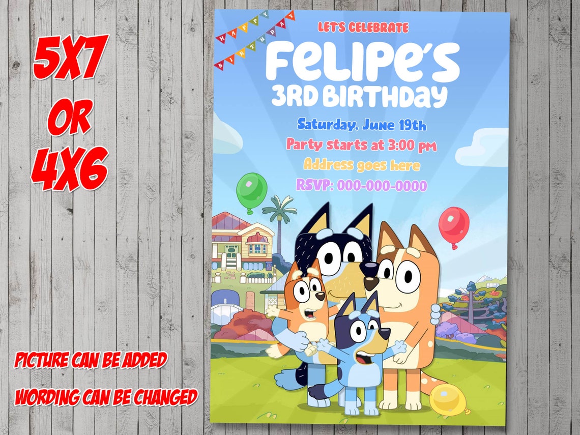 Bluey Digital Invitation Party Reunion birthday invite Etsy
