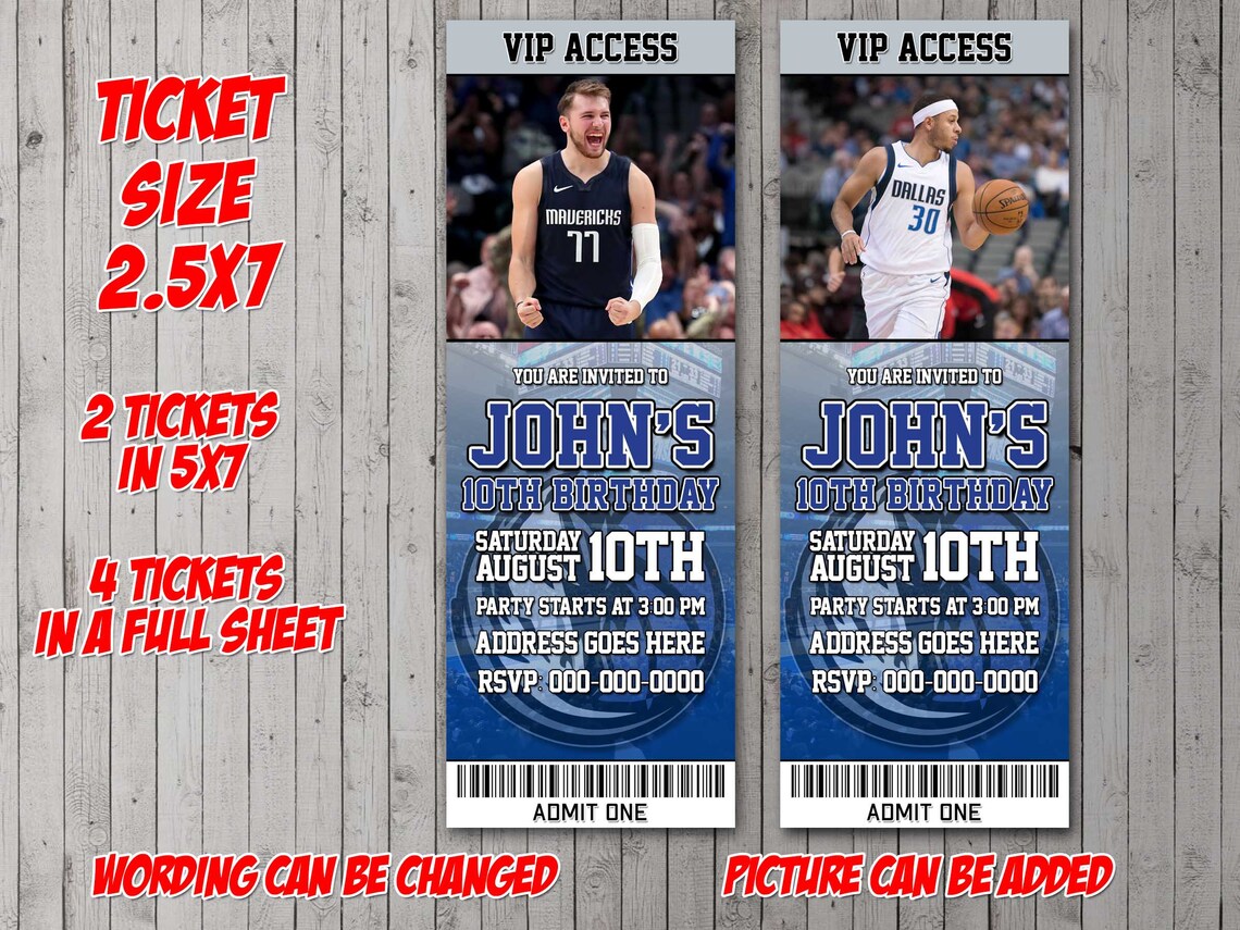 Dallas Mavericks Ticket Digital Invitation Party Reunion Etsy