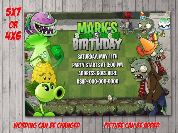 Plants Vs Zombies Digital Invitation Party Reunion Etsy France