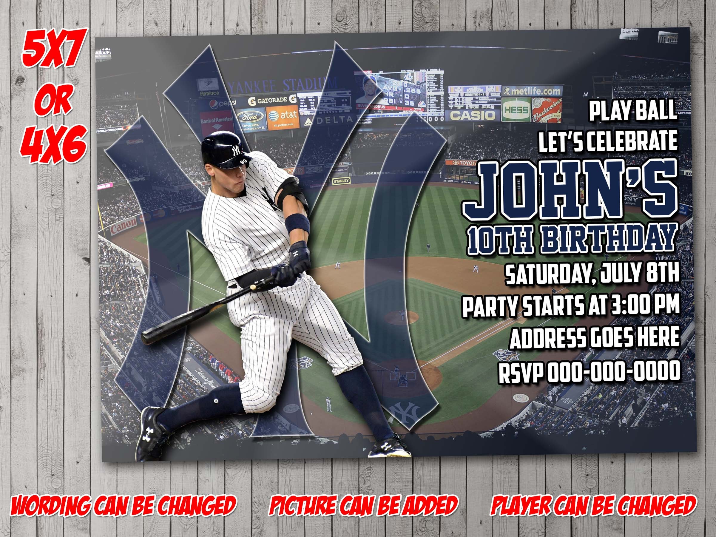 New York Yankees Digital Invitation Party Reunion Birthday - Etsy