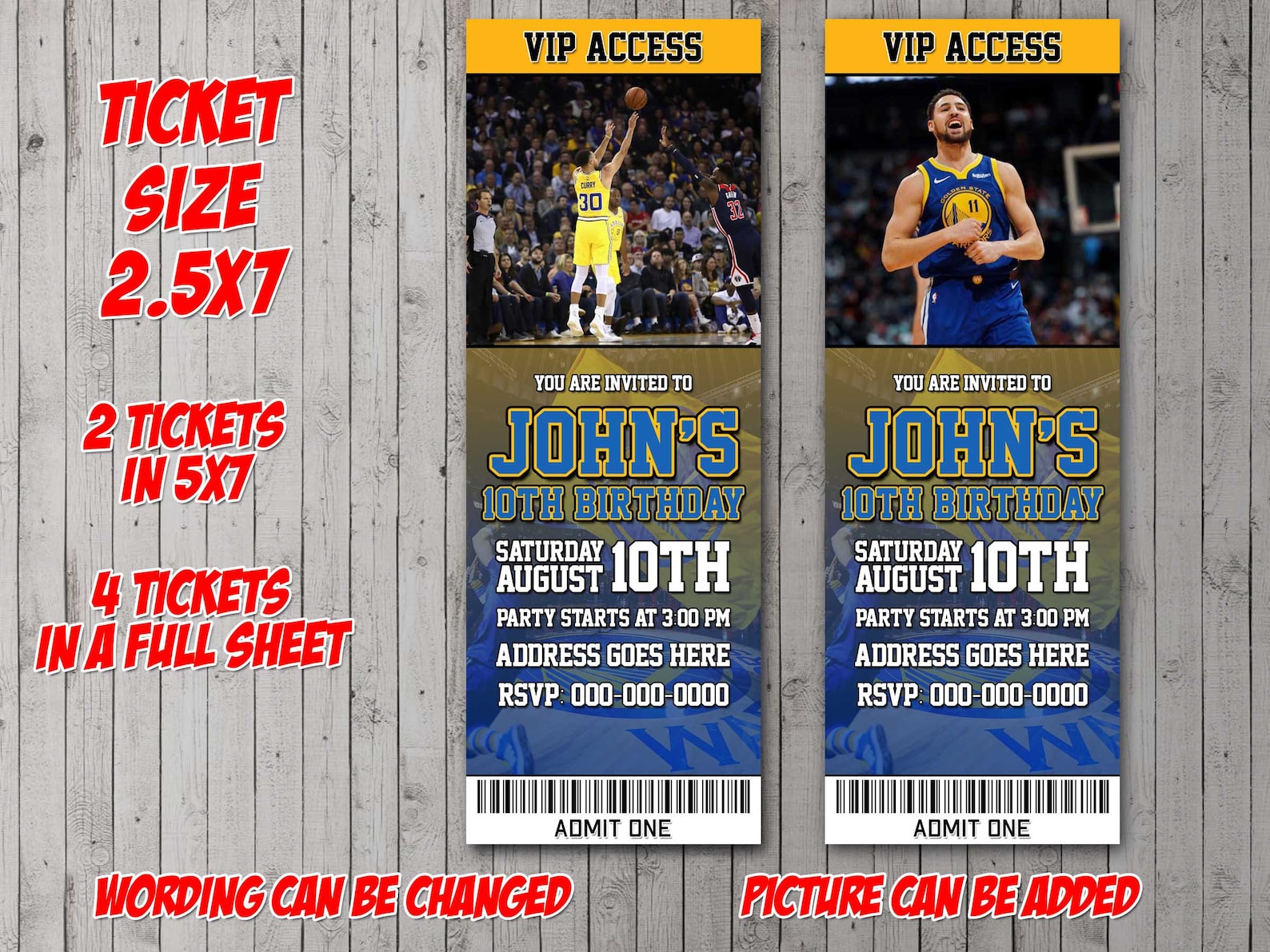 Golden State Warriors ticket Digital Invitation Party | Etsy