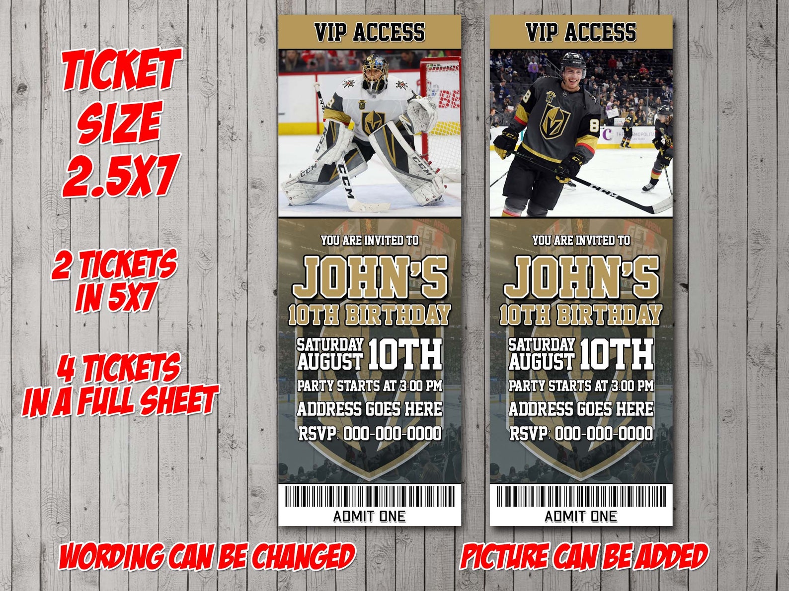 Vegas Golden Knights Ticket Digital Invitation Party Etsy
