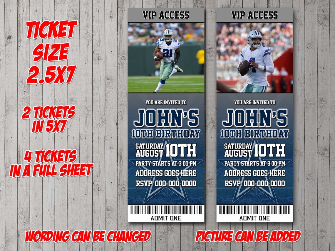 Dallas Cowboys Ticket Digital Invitation Party Reunion Etsy