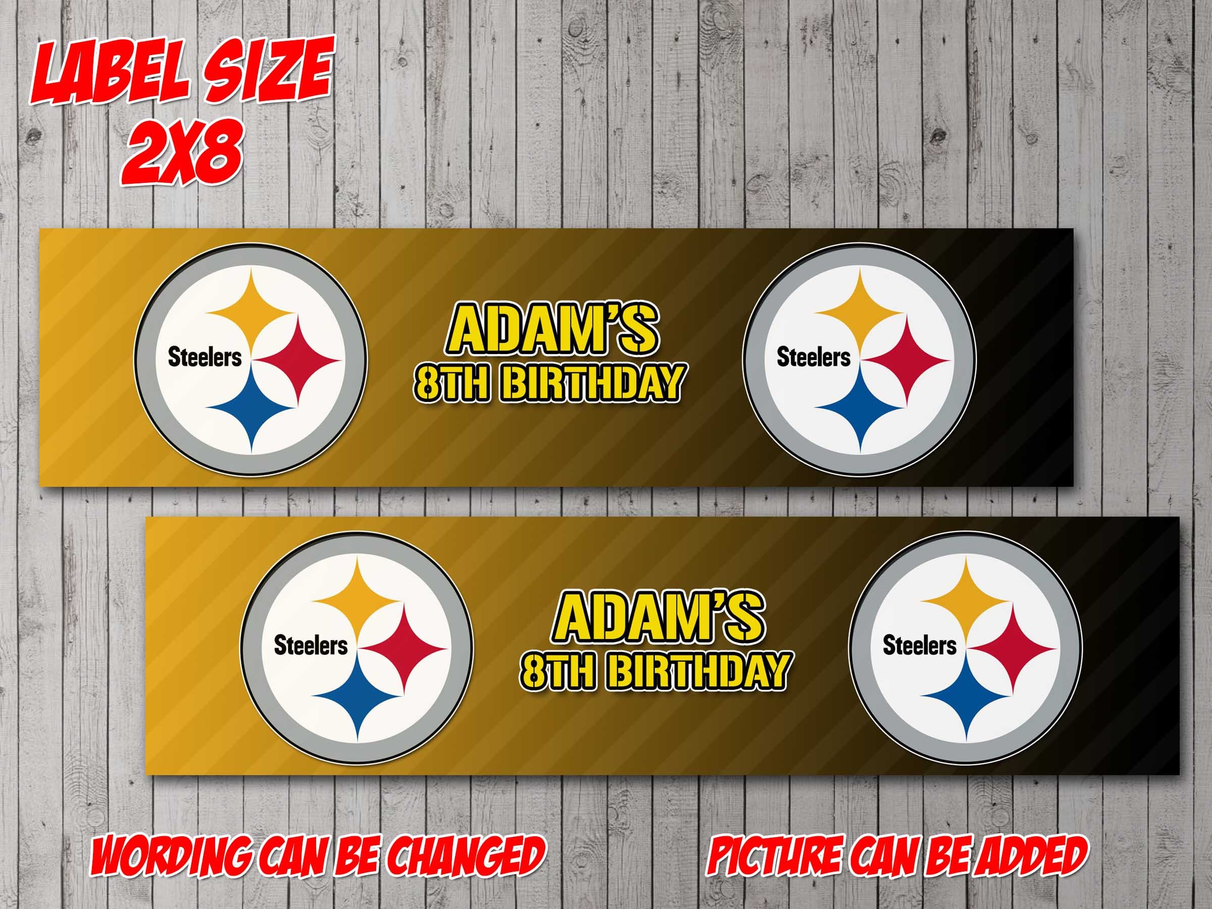 Pittsburgh Steelers Digital Water Bottle Labels Party | Etsy