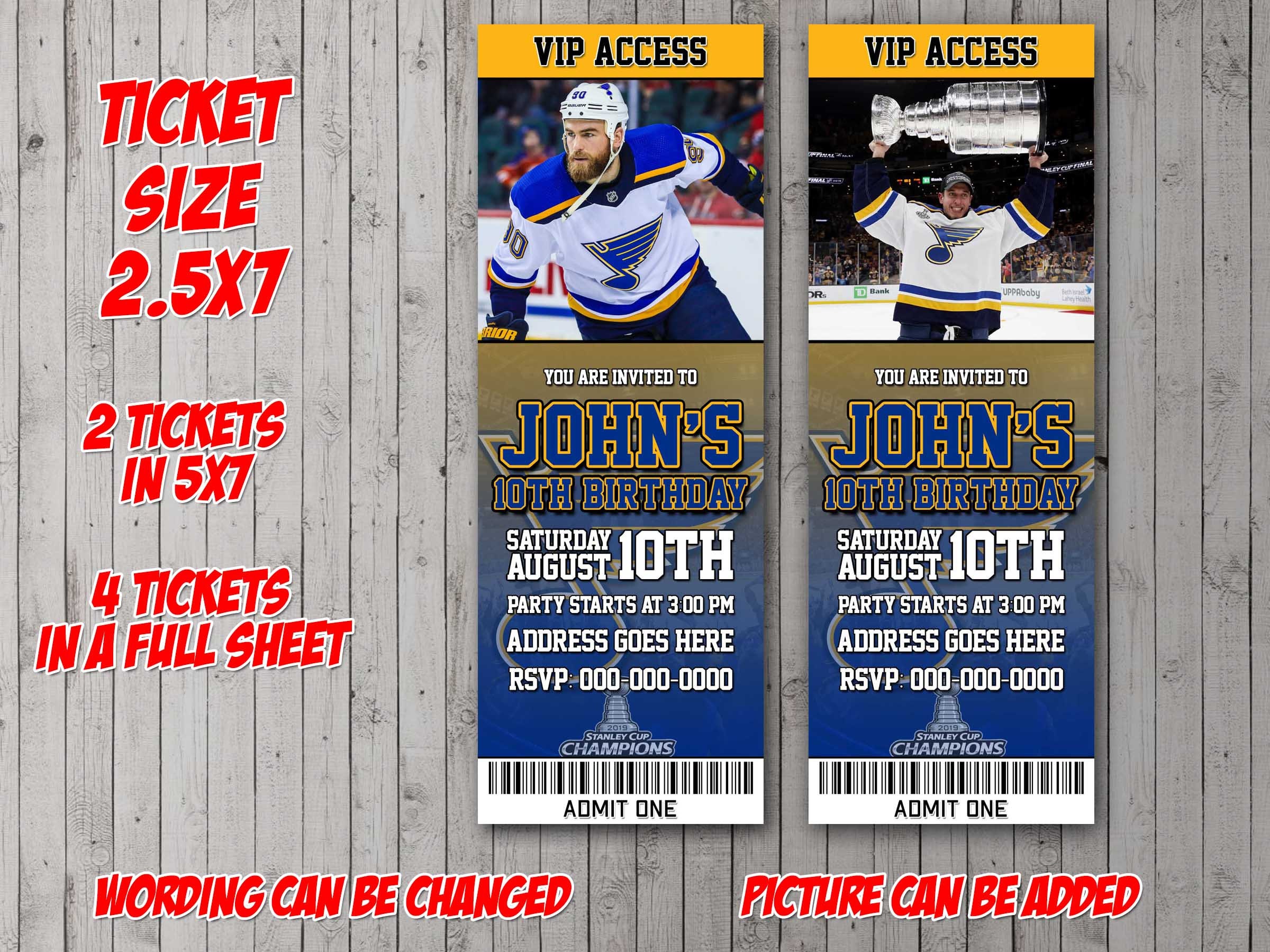 Saint Louis Blues ticket Digital Invitation Party Reunion Etsy