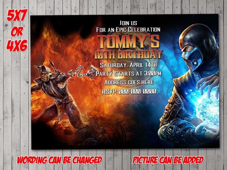 Mortal Kombat Digital Invitation Party Reunion Birthday Etsy
