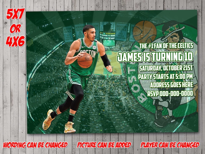 Boston Celtics Digital Invitation Party Reunion birthday | Etsy