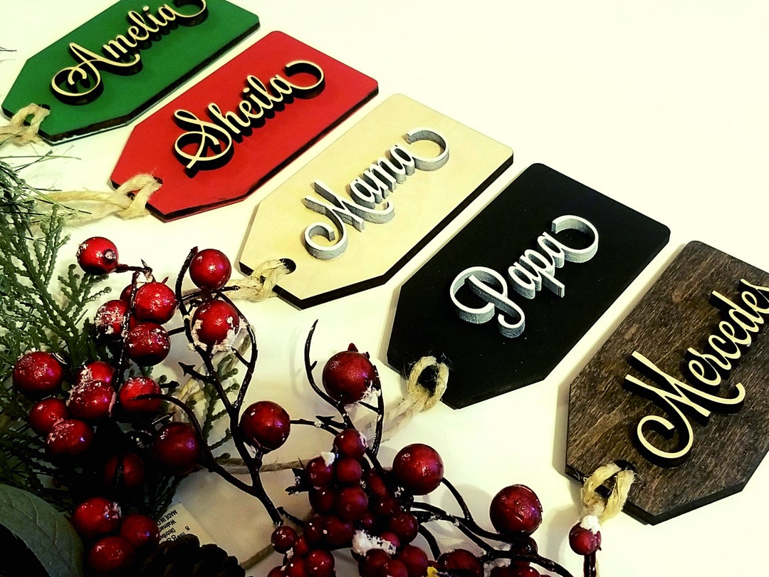 Personalized Christmas Gift Tags Wood Christmas Name Tags Rustic Farmhouse Names Holiday