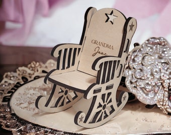Mini Rocking Chair Memorial Gift - Wedding Day Memorial Table - Personalized Grandparent Memory Remembrance Table Decor for Wedding Display