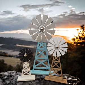 Windmill Decor - Windmill Stand - Farmhouse Windmill Home Decor - Windmill Sign - Farmhouse Tiered Tray Decor - Country Farmhouse Decor