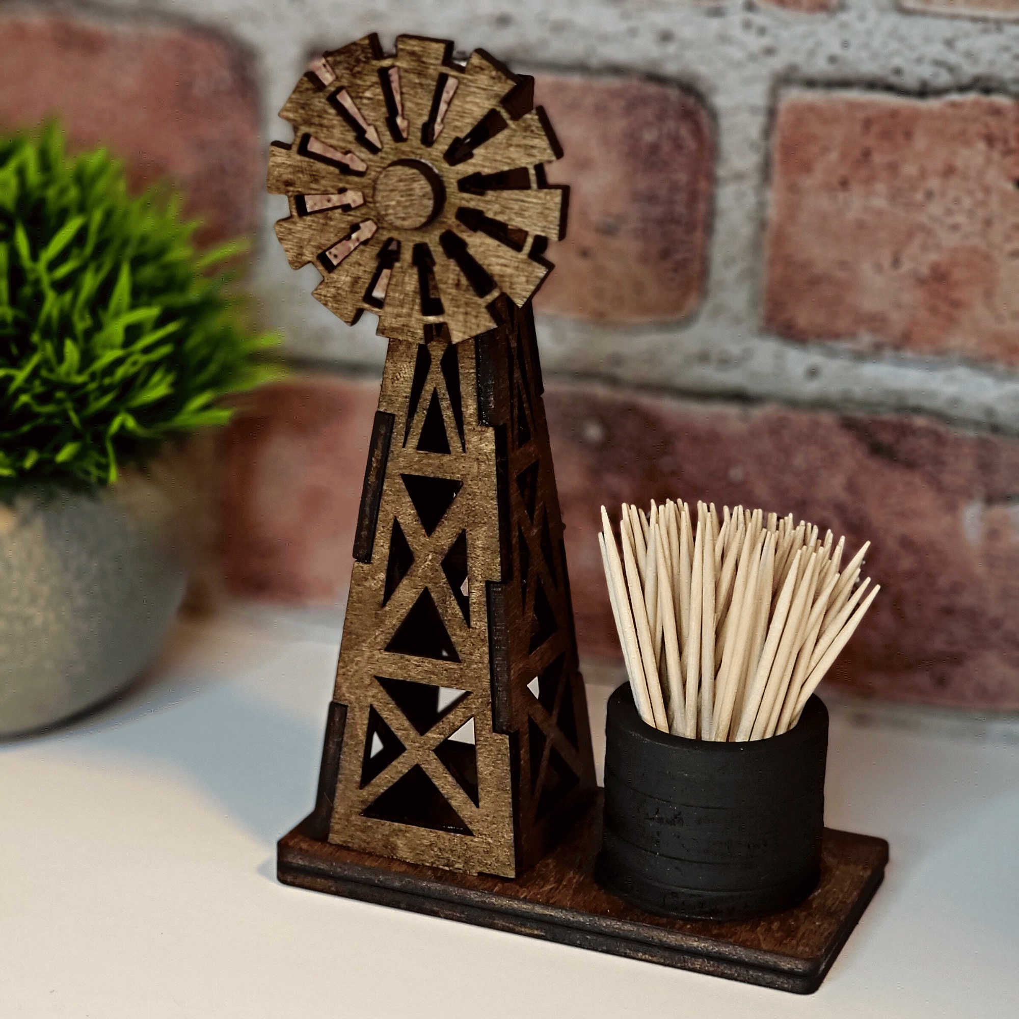Windmill Toothpick Holder - Toothpick Stand - Modern Farmhouse Table ...