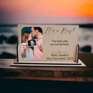It&#39;s A Boy Announcement - Baby Announcement - Gender Reveal - Expecting Mother Gift - Personalized 4x6 Photo Frame for Mom - Baby Shower