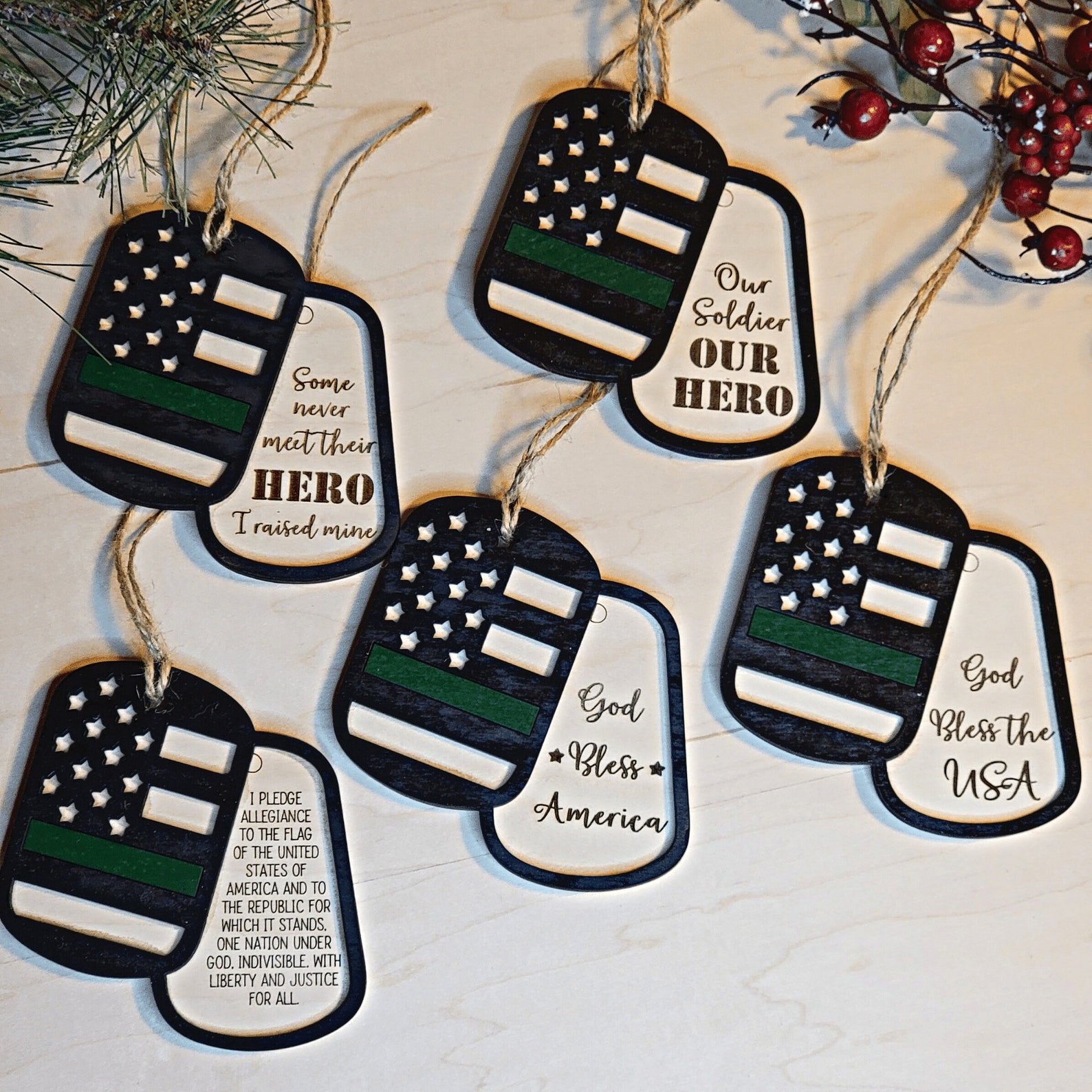 Military Dog Tags Christmas Ornaments Personalized Military Etsy