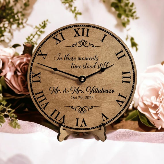 Clock With Wedding Date Custom Wedding Clock, Personalized Wedding 