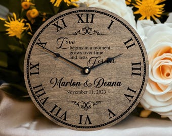 Wedding Clock • Personalized Wedding Gift • Anniversary Gift for Couples • Unique Wedding Decor • 1st Anniversary Gift for Husband and Wife