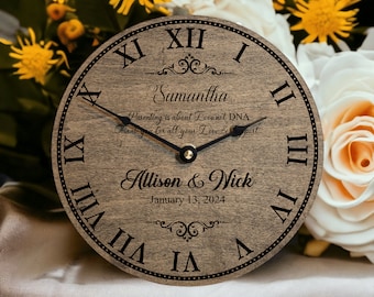 Wedding Day Gift to Step Parent - Thank You Clock - Personalized Gift for Step Mom of Bride And Groom - Bonus Mom Appreciation Gift